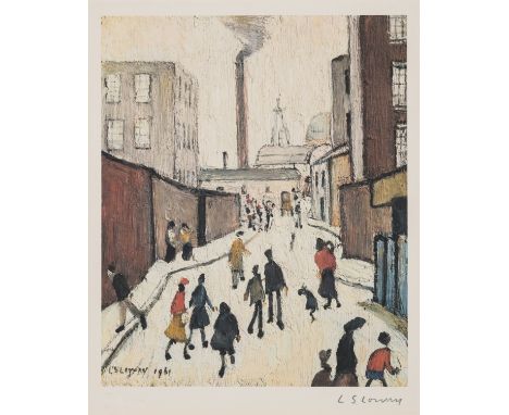 δ L. S. Lowry (1887-1976)Street Scene Near A FactoryOffset lithograph printed in colours, signed in pencil, printed by Chorle
