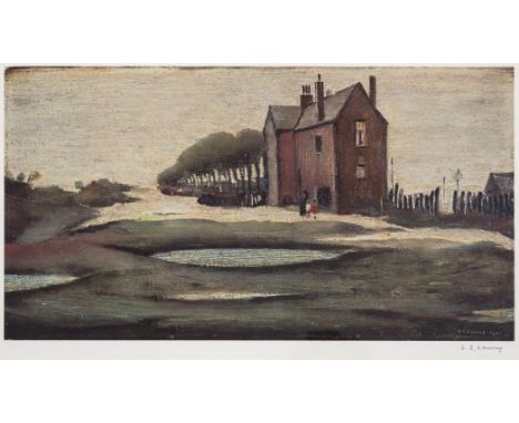 δ L. S. Lowry (1887-1976)Lonely HouseOffset lithograph printed in colours, 1942, signed and numbered from the edition of 500 