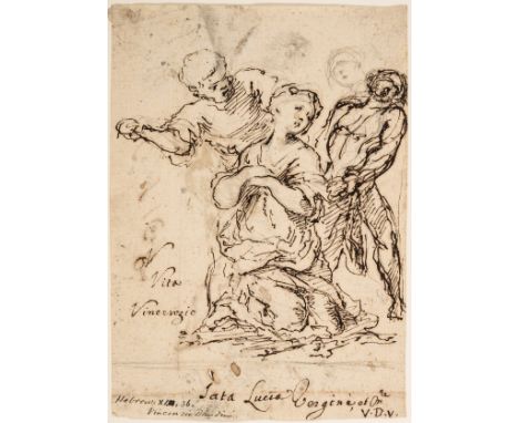 Vincenzo Dandini (1607-1675)Martyrdom of Saint Lucy (recto); Figure study (verso)Black ink over pencil on thin laid paper, in