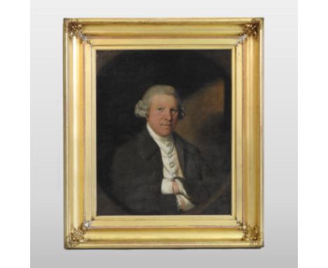 Attributed to Thomas Beach, (1738-1806), half-length portrait of a gentleman, wearing a powdered wig and waistcoat, oil on ca