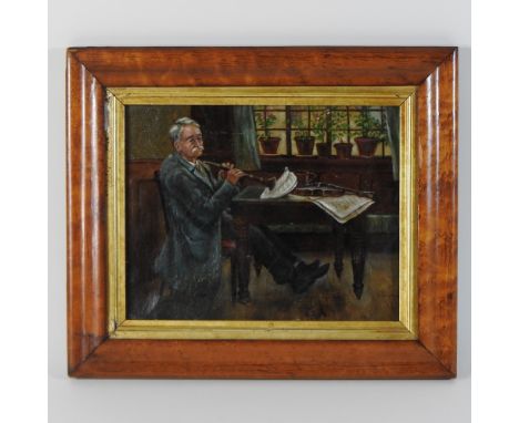 J Hudson, 19th century, portrait of a violinist, signed, oil on board, 20 x 15cm, together with two others similar by the sam