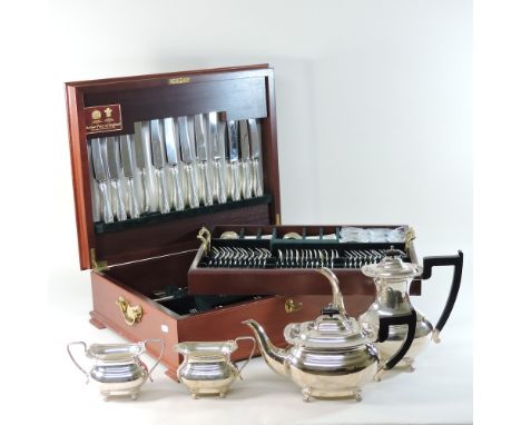 An extensive part canteen of silver plated cutlery, with twelve place settings, by Arthur Price, 51cm,  together with a silve