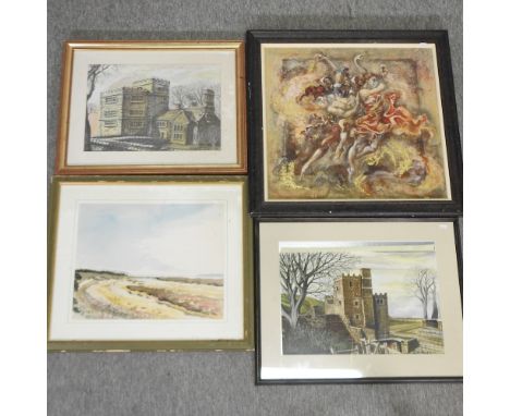 Jessica Bohannon, 20th century, beach scene, signed watercolour, 39 x 48cm, together with Mark Gibbons, limited edition print