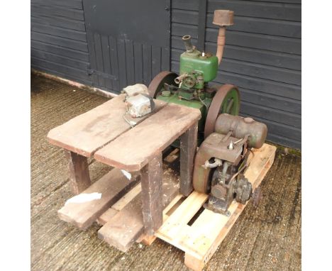*An early 20th century Lister Stationary Junior engine, together with another. *Note: we cannot deliver this item