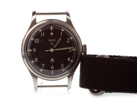 GENTLEMAN'S SMITHS MILITARY ISSUE STAINLESS STEEL MANUAL WIND WRIST WATCH, unsigned movement, the round black dial with Arabi