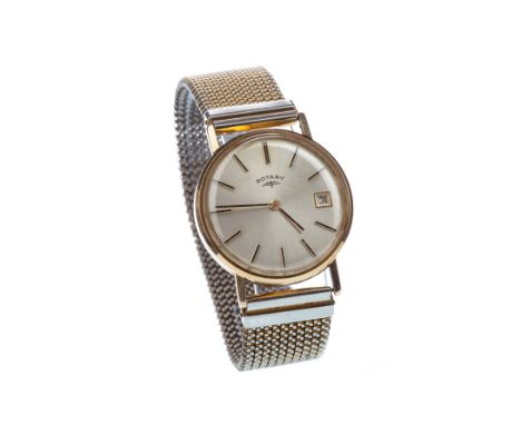 GENTLEMAN'S ROTARY NINE CARAT GOLD MANUAL WIND WRIST WATCH, 1960s, signed Rotary movement, the round silver coloured dial wit