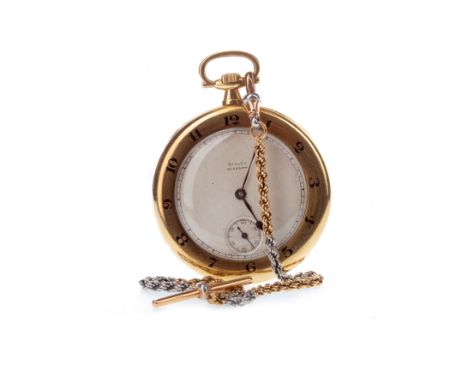 SORLEY OF GLASGOW EIGHTEEN CARAT GOLD OPEN FACE KEYLESS WIND POCKET WATCH, the round dial lacking numerals, sunken subsidiary