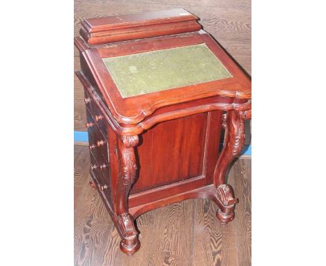 MAHOGANY DAVENPORT
together with mahogany ladder back chair 