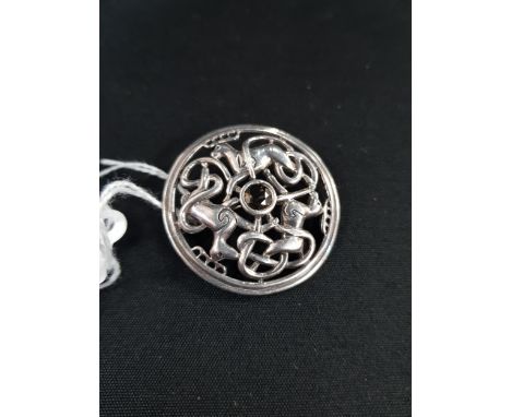 SILVER BROOCH DECORATED WITH STAGS