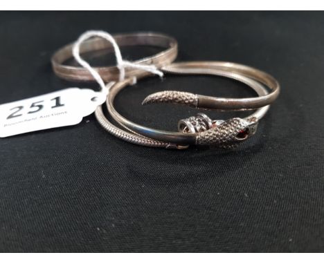3 X SILVER BANGLES/BRACELETS 