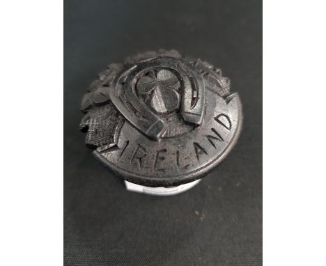 BOG OAK TRINKET BOX DECORATED WITH SHAMROCKS 