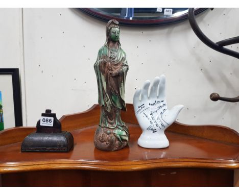 ANTIQUE REISEN FIGURE, CERAMIC HAND AND CHINESE ITEM 