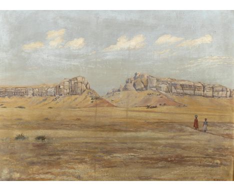 R S Wynne, North African desert scene, oil on canvas laid on board, signed, 45cm x 60cm, framedSlightly dirty condition, no s