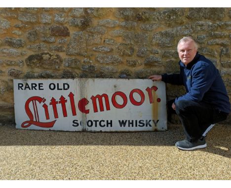 A Rare Old Littlemoor Scotch Whisky enamel sign, 61 x 183 cm
