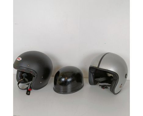 A Compton The Scrambler pudding bowl helmet and two open face helmets (3)