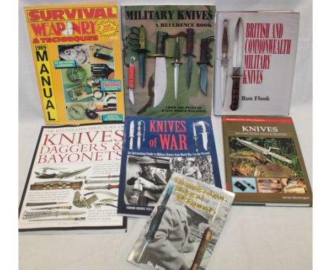 Various knife-related volumes including Knives - Military-edged Tools and Weapons; Knives Daggers and Bayonets; Knives of War