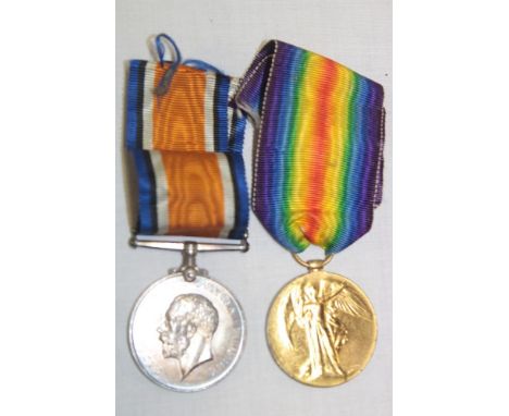 A First War pair of medals awarded to No. 315955 Pte. R. A. Bowden Middlesex Regiment 