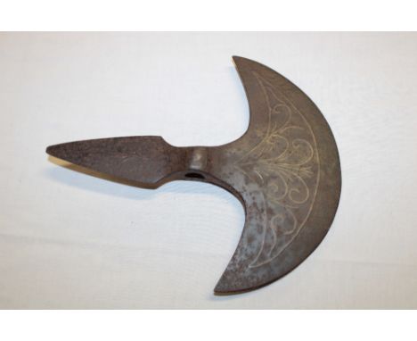An Indo-Persian steel axe head 9½" long 