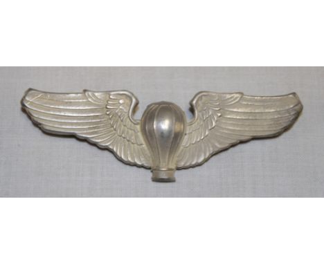 A Second War US Army Air Corps Balloon Pilot's silver plated wings 