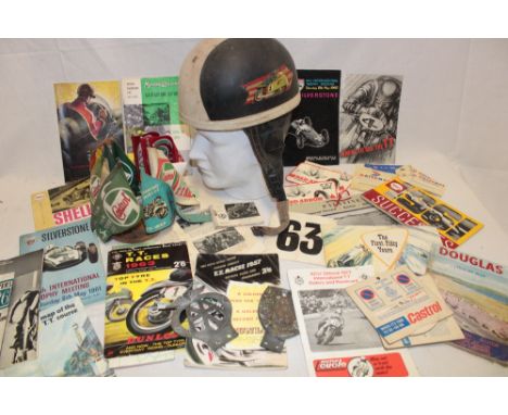 A selection of 1950s-1970s motor racing memorabilia, probably the former property of H Gatfield, including a 1950-1960s motor