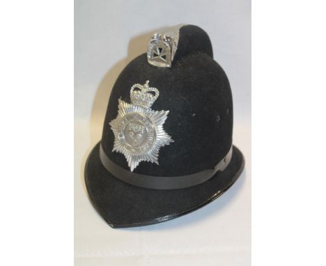 An EIIR Cheshire Constabulary blue cloth helmet with chrome helmet plate 