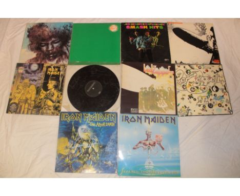Various L.P. records including Jimi Hendrix, Led Zepplin, Iron Maiden etc