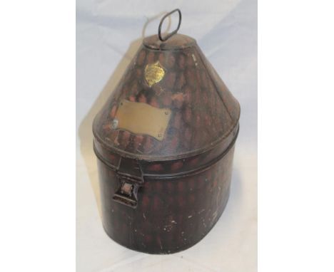 An Officer's brass mounted japanned helmet tin by Hawkes & Co London 