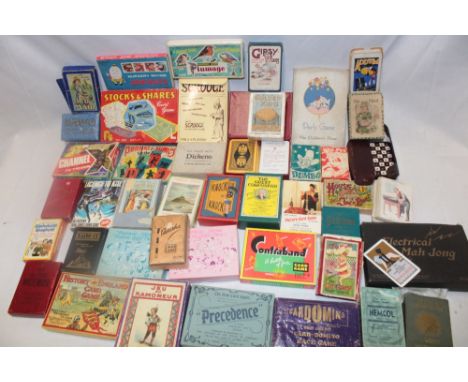 A selection of various vintage card games including History of England card game, Golden Egg Capital game, Old Maid, Children