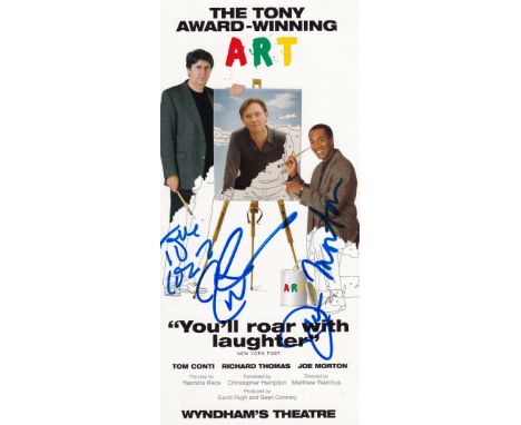 Tom Conti Richard Thomas Joe Morton, Popular Actors, Signed "Art" Theatre Leaflet. Good condition. All autographs come with a