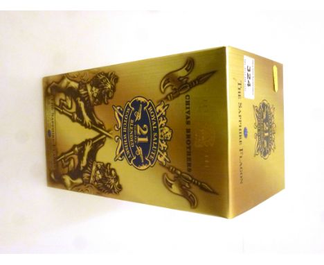 BOXED CHIVAS BROTHERS ROYAL SALUTE 21 YEARS OLD BLENDED SCOTCH WHISKEY THE SAPPHIRE FLAGON