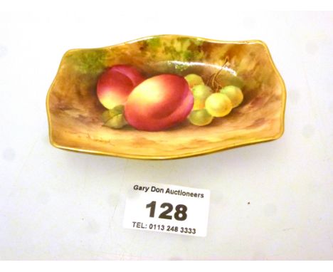 ROYAL WORCESTER PAINTED FRUIT PIN TRAY BY MOSELEY 10CM X 6.5CM