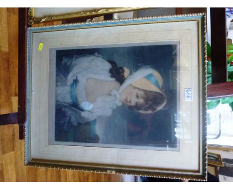SIGNED PRINT OF A LADY BY WILL HENDERSON 41CM X 31CM