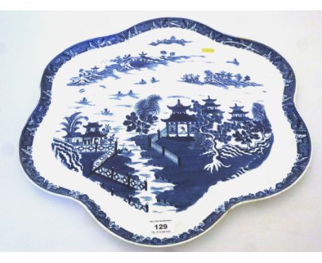 ROYAL WORCESTER BLUE AND WHITE SHAPED CHARGER D: 50CM
