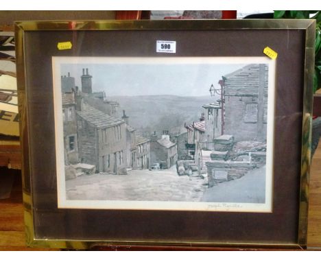 SIGNED PRINT OF A STREET SCENE BY JOSEPH PIGHILLS 28CM X 40CM