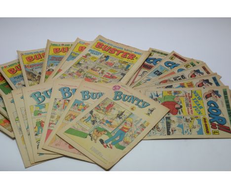 The Buster, 8th July 1967, and 10 other 1960's/1970's vintage issues; The Bunty, 6 issues from 1974/75; and Cor!! 6 issues Ja