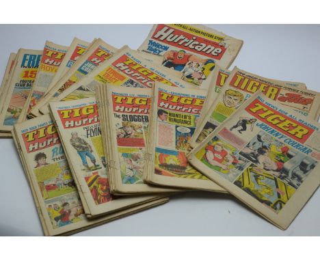 Sundry issues of The Tiger and Hurricane Comics; together with three copies of The Tiger and Jag, all 1960's vintage.