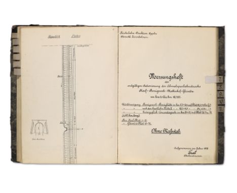 Eisenbahn - - Oberschles. Eisenbahnen Reichsbahndirektion Oppeln. Messungsheft der endgültigen Stationierung der Schmalspurba