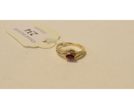 A 9ct gold, ruby and diamond ring, approx. ring size N½