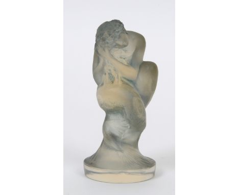 A Lalique frosted glass mermaid car mascot 'sirene', engraved and moulded marks, 10 cm high  See inside back cover colour ill