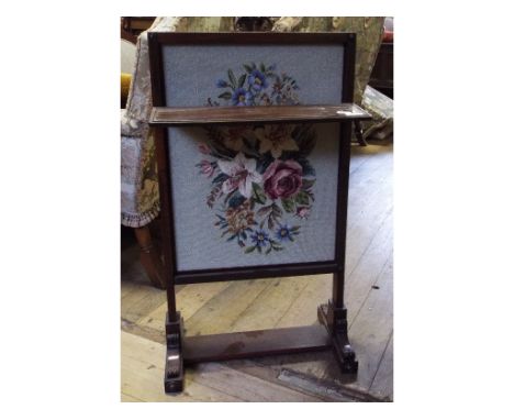 A Victorian rosewood fire screen, 48 cm wide