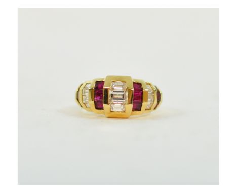 An 18ct gold, ruby and diamond ring, approx. ring size M  See illustration 