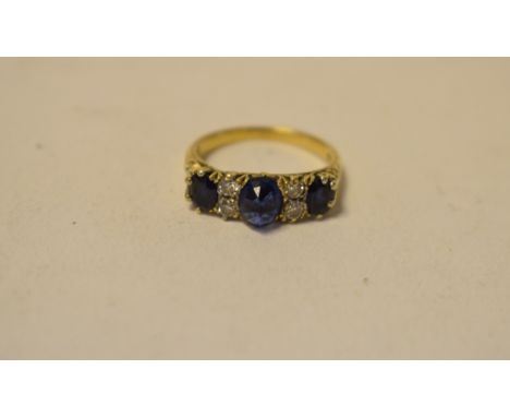 An 18ct gold, sapphire and diamond ring, approx. ring size K½ (centre stone loose) Condition report Report by MWSize L.Centra