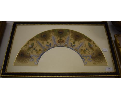 An Art Nouveau painted fan design