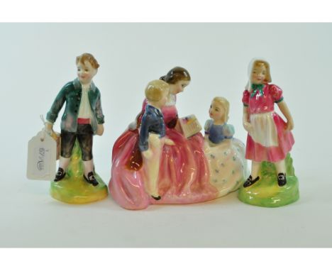 A Royal Doulton Nursery Rhyme figure, Jack, HN2060, and Jill, HN2061, another, The Bedtime Story, HN2059, a Royal Copenhagen 