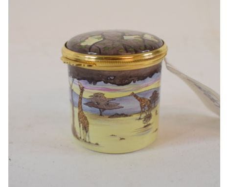 A Moorcroft enamel box and cover, Samburn Giraffe, 4.5 cm high
