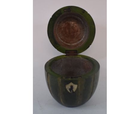 A tea caddy, of melon form, 17 cm high Condition report Report by GHModern reproduction item.  Good condition with no obvious