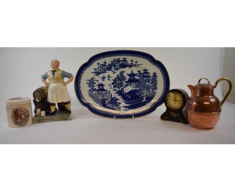 A Worcester porcelain plate, with chinoiserie decoration, 37 cm wide, other ceramics, metalwares and items (4 boxes) 
