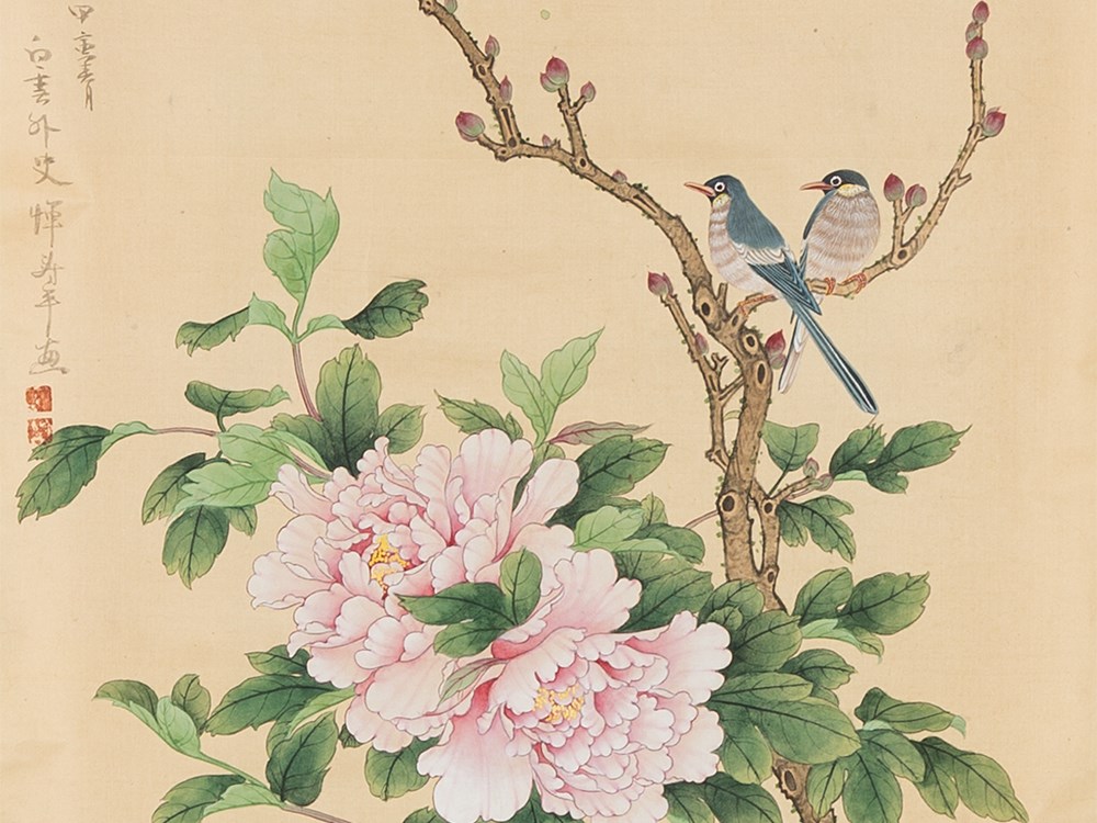 In the style of Yun Shouping (1633-1690), Peonies, Qing Ink and colors ...