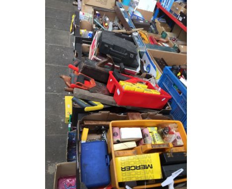 9 boxes of mixed tools, screws etc 