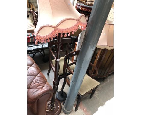 A Mahogany standard lamp and another modern uplighter 